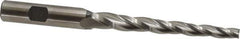 Made in USA - 1.5° Taper Angle per Side, 1/4" Small End Diam, 3-1/4" LOC, High Speed Steel 3 Flute Tapered Square End Mill - 5-1/2" OAL, 1/2" Shank Diam, Spiral Flute - USA Tool & Supply