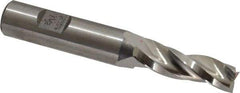 Made in USA - 1.5° Taper Angle per Side, 3/8" Small End Diam, 1-1/4" LOC, High Speed Steel 3 Flute Tapered Square End Mill - 3-1/4" OAL, 1/2" Shank Diam, Spiral Flute - USA Tool & Supply