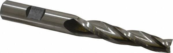 Made in USA - 1.5° Taper Angle per Side, 3/8" Small End Diam, 2-1/4" LOC, High Speed Steel 3 Flute Tapered Square End Mill - 4-1/4" OAL, 1/2" Shank Diam, Spiral Flute - USA Tool & Supply