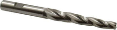 Made in USA - 1.5° Taper Angle per Side, 3/8" Small End Diam, 3-1/4" LOC, High Speed Steel 3 Flute Tapered Square End Mill - 5-1/2" OAL, 5/8" Shank Diam, Spiral Flute - USA Tool & Supply