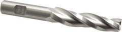 Made in USA - 1.5° Taper Angle per Side, 1/2" Small End Diam, 2-1/4" LOC, High Speed Steel 3 Flute Tapered Square End Mill - 4-1/4" OAL, 5/8" Shank Diam, Spiral Flute - USA Tool & Supply