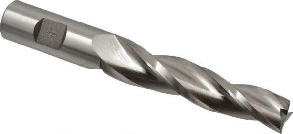 Made in USA - 1.5° Taper Angle per Side, 5/8" Small End Diam, 3-1/4" LOC, High Speed Steel 3 Flute Tapered Square End Mill - 5-1/2" OAL, 3/4" Shank Diam, Spiral Flute - USA Tool & Supply