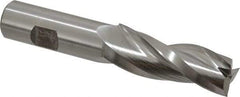 Made in USA - 1.5° Taper Angle per Side, 3/4" Small End Diam, 2-1/4" LOC, High Speed Steel 3 Flute Tapered Square End Mill - 4-1/2" OAL, 3/4" Shank Diam, Spiral Flute - USA Tool & Supply