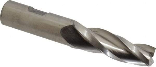Made in USA - 2° Taper Angle per Side, 5/8" Small End Diam, 2-1/4" LOC, High Speed Steel 3 Flute Tapered Square End Mill - 4-1/2" OAL, 3/4" Shank Diam, Spiral Flute - USA Tool & Supply