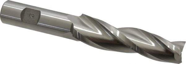 Made in USA - 2° Taper Angle per Side, 3/4" Small End Diam, 3-1/4" LOC, High Speed Steel 3 Flute Tapered Square End Mill - 5-3/4" OAL, 1" Shank Diam, Spiral Flute - USA Tool & Supply