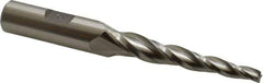 Made in USA - 3° Taper Angle per Side, 3/16" Small End Diam, 2" LOC, High Speed Steel 3 Flute Tapered Square End Mill - 4-1/8" OAL, 1/2" Shank Diam, Spiral Flute - USA Tool & Supply