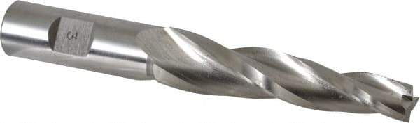 Made in USA - 3° Taper Angle per Side, 1/2" Small End Diam, 3-1/4" LOC, High Speed Steel 3 Flute Tapered Square End Mill - 5-1/2" OAL, 3/4" Shank Diam, Spiral Flute - USA Tool & Supply