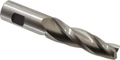 Made in USA - 3° Taper Angle per Side, 3/4" Small End Diam, 3-1/4" LOC, High Speed Steel 3 Flute Tapered Square End Mill - 5-3/4" OAL, 1" Shank Diam, Spiral Flute - USA Tool & Supply