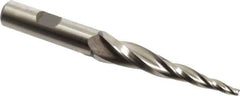 Made in USA - 5° Taper Angle per Side, 1/8" Small End Diam, 2-1/2" LOC, High Speed Steel 3 Flute Tapered Square End Mill - 4-1/2" OAL, 1/2" Shank Diam - USA Tool & Supply