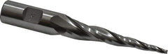 Made in USA - 5° Taper Angle per Side, 1/8" Small End Diam, 3" LOC, High Speed Steel 3 Flute Tapered Square End Mill - 5-1/2" OAL, 3/4" Shank Diam - USA Tool & Supply