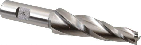 Made in USA - 5° Taper Angle per Side, 1/2" Small End Diam, 3-1/4" LOC, High Speed Steel 3 Flute Tapered Square End Mill - 5-3/4" OAL, 1" Shank Diam, Spiral Flute - USA Tool & Supply