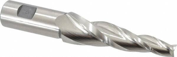 Made in USA - 5° Taper Angle per Side, 1/2" Small End Diam, 4" LOC, High Speed Steel 3 Flute Tapered Square End Mill - 6-1/2" OAL, 1" Shank Diam, Spiral Flute - USA Tool & Supply