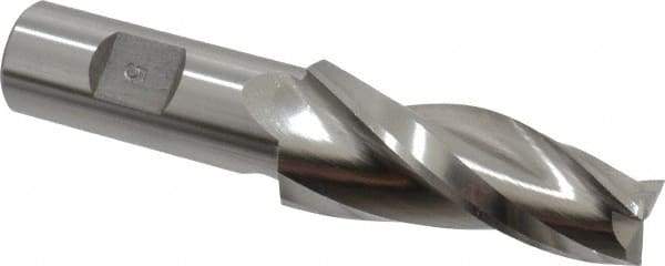 Made in USA - 5° Taper Angle per Side, 5/8" Small End Diam, 2-1/4" LOC, High Speed Steel 3 Flute Tapered Square End Mill - 4-1/2" OAL, 3/4" Shank Diam, Spiral Flute - USA Tool & Supply