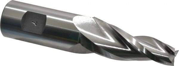 Made in USA - 7° Taper Angle per Side, 1/2" Small End Diam, 2-1/4" LOC, High Speed Steel 3 Flute Tapered Square End Mill - 4-3/4" OAL, 1" Shank Diam, Spiral Flute - USA Tool & Supply