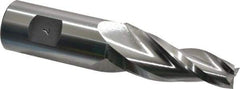 Made in USA - 7° Taper Angle per Side, 1/2" Small End Diam, 2-1/4" LOC, High Speed Steel 3 Flute Tapered Square End Mill - 4-3/4" OAL, 1" Shank Diam, Spiral Flute - USA Tool & Supply