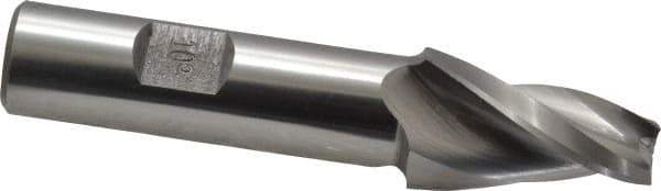 Made in USA - 10° Taper Angle per Side, 3/8" Small End Diam, 1-1/4" LOC, High Speed Steel 3 Flute Tapered Square End Mill - 3-3/8" OAL, 5/8" Shank Diam, Spiral Flute - USA Tool & Supply
