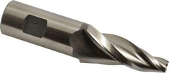 Made in USA - 10° Taper Angle per Side, 3/8" Small End Diam, 2-1/4" LOC, High Speed Steel 3 Flute Tapered Square End Mill - 4-5/8" OAL, 1" Shank Diam, Spiral Flute - USA Tool & Supply