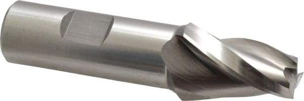 Made in USA - 10° Taper Angle per Side, 1/2" Small End Diam, 1-1/4" LOC, High Speed Steel 3 Flute Tapered Square End Mill - 3-1/2" OAL, 3/4" Shank Diam, Spiral Flute - USA Tool & Supply