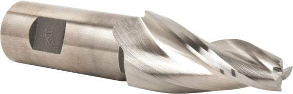Made in USA - 10° Taper Angle per Side, 1/2" Small End Diam, 2-1/4" LOC, High Speed Steel 3 Flute Tapered Square End Mill - 4-3/4" OAL, 1" Shank Diam, Spiral Flute - USA Tool & Supply