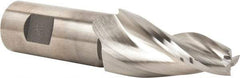 Made in USA - 10° Taper Angle per Side, 1/2" Small End Diam, 2-1/4" LOC, High Speed Steel 3 Flute Tapered Square End Mill - 4-3/4" OAL, 1" Shank Diam, Spiral Flute - USA Tool & Supply