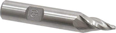 Made in USA - 15° Taper Angle per Side, 3/32" Small End Diam, 3/4" LOC, High Speed Steel 3 Flute Tapered Square End Mill - 2-3/4" OAL, 1/2" Shank Diam, Spiral Flute - USA Tool & Supply