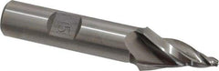 Made in USA - 15° Taper Angle per Side, 3/32" Small End Diam, 1" LOC, High Speed Steel 3 Flute Tapered Square End Mill - 3" OAL, 1/2" Shank Diam, Spiral Flute - USA Tool & Supply