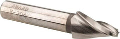 Made in USA - 15° Taper Angle per Side, 3/16" Small End Diam, 1" LOC, High Speed Steel 3 Flute Tapered Square End Mill - 3" OAL, 1/2" Shank Diam, Spiral Flute - USA Tool & Supply