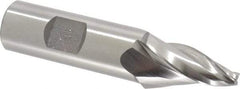 Made in USA - 15° Taper Angle per Side, 3/16" Small End Diam, 1-1/4" LOC, High Speed Steel 3 Flute Tapered Square End Mill - 3-1/2" OAL, 3/4" Shank Diam, Spiral Flute - USA Tool & Supply