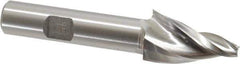 Made in USA - 15° Taper Angle per Side, 3/16" Small End Diam, 1-1/4" LOC, High Speed Steel 3 Flute Tapered Square End Mill - 3-1/4" OAL, 1/2" Shank Diam - USA Tool & Supply