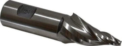 Made in USA - 15° Taper Angle per Side, 3/16" Small End Diam, 2" LOC, High Speed Steel 3 Flute Tapered Square End Mill - 4-1/2" OAL, 1" Shank Diam, Spiral Flute - USA Tool & Supply