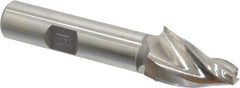 Made in USA - 15° Taper Angle per Side, 1/4" Small End Diam, 1" LOC, High Speed Steel 3 Flute Tapered Square End Mill - 3" OAL, 1/2" Shank Diam, Spiral Flute - USA Tool & Supply