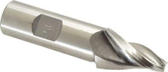 Made in USA - 15° Taper Angle per Side, 1/4" Small End Diam, 1-1/4" LOC, High Speed Steel 3 Flute Tapered Square End Mill - 3-1/2" OAL, 3/4" Shank Diam - USA Tool & Supply