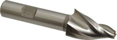 Made in USA - 15° Taper Angle per Side, 1/4" Small End Diam, 1-1/4" LOC, High Speed Steel 3 Flute Tapered Square End Mill - 3-1/4" OAL, 1/2" Shank Diam - USA Tool & Supply