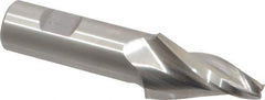 Made in USA - 15° Taper Angle per Side, 1/4" Small End Diam, 1-1/2" LOC, High Speed Steel 3 Flute Tapered Square End Mill - 3-3/4" OAL, 3/4" Shank Diam, Spiral Flute - USA Tool & Supply