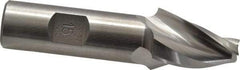 Made in USA - 15° Taper Angle per Side, 3/8" Small End Diam, 1-1/4" LOC, High Speed Steel 3 Flute Tapered Square End Mill - 3-1/2" OAL, 3/4" Shank Diam, Spiral Flute - USA Tool & Supply