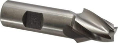 Made in USA - 15° Taper Angle per Side, 1/2" Small End Diam, 1" LOC, High Speed Steel 3 Flute Tapered Square End Mill - 3-1/4" OAL, 3/4" Shank Diam, Spiral Flute - USA Tool & Supply