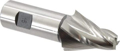 Made in USA - 15° Taper Angle per Side, 1/2" Small End Diam, 1-3/4" LOC, High Speed Steel 4 Flute Tapered Square End Mill - 4-1/4" OAL, 1" Shank Diam, Spiral Flute - USA Tool & Supply