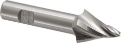 Made in USA - 20° Taper Angle per Side, 1/8" Small End Diam, 1" LOC, High Speed Steel 4 Flute Tapered Square End Mill - 3" OAL, 1/2" Shank Diam, Spiral Flute - USA Tool & Supply