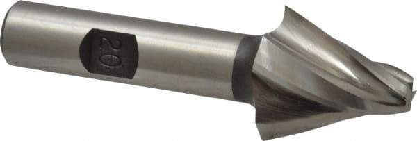 Made in USA - 20° Taper Angle per Side, 1/4" Small End Diam, 1" LOC, High Speed Steel 4 Flute Tapered Square End Mill - 3" OAL, 1/2" Shank Diam, Spiral Flute - USA Tool & Supply