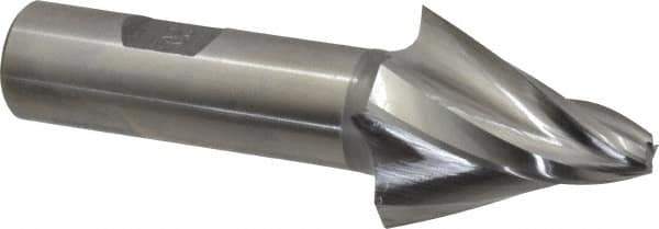 Made in USA - 20° Taper Angle per Side, 1/4" Small End Diam, 1-1/2" LOC, High Speed Steel 4 Flute Tapered Square End Mill - 3-7/8" OAL, 3/4" Shank Diam, Spiral Flute - USA Tool & Supply