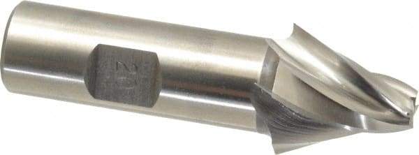 Made in USA - 20° Taper Angle per Side, 5/16" Small End Diam, 1" LOC, High Speed Steel 4 Flute Tapered Square End Mill - 3-3/8" OAL, 3/4" Shank Diam, Spiral Flute - USA Tool & Supply
