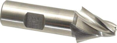 Made in USA - 20° Taper Angle per Side, 5/16" Small End Diam, 1" LOC, High Speed Steel 4 Flute Tapered Square End Mill - 3-3/8" OAL, 3/4" Shank Diam, Spiral Flute - USA Tool & Supply