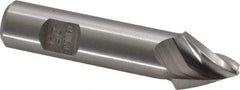 Made in USA - 25° Taper Angle per Side, 1/8" Small End Diam, 1/2" LOC, High Speed Steel 3 Flute Tapered Square End Mill - 2-1/2" OAL, 1/2" Shank Diam, Spiral Flute - USA Tool & Supply