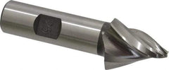 Made in USA - 25° Taper Angle per Side, 1/8" Small End Diam, 1" LOC, High Speed Steel 3 Flute Tapered Square End Mill - 3" OAL, 5/8" Shank Diam, Spiral Flute - USA Tool & Supply
