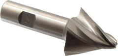 Made in USA - 25° Taper Angle per Side, 1/4" Small End Diam, 1-1/2" LOC, High Speed Steel 4 Flute Tapered Square End Mill - 3-3/4" OAL, 3/4" Shank Diam, Spiral Flute - USA Tool & Supply
