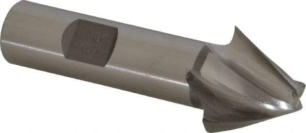 Made in USA - 25° Taper Angle per Side, 5/16" Small End Diam, 3/4" LOC, High Speed Steel 4 Flute Tapered Square End Mill - 3" OAL, 5/8" Shank Diam, Spiral Flute - USA Tool & Supply