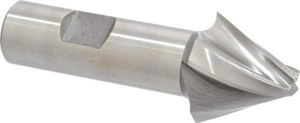 Made in USA - 25° Taper Angle per Side, 5/16" Small End Diam, 1" LOC, High Speed Steel 4 Flute Tapered Square End Mill - 3-3/8" OAL, 3/4" Shank Diam, Spiral Flute - USA Tool & Supply