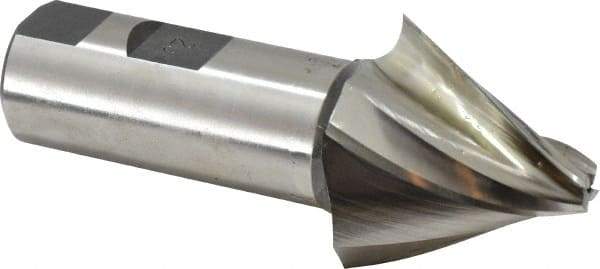 Made in USA - 25° Taper Angle per Side, 5/16" Small End Diam, 1-1/2" LOC, High Speed Steel 4 Flute Tapered Square End Mill - 4" OAL, 1" Shank Diam, Spiral Flute - USA Tool & Supply