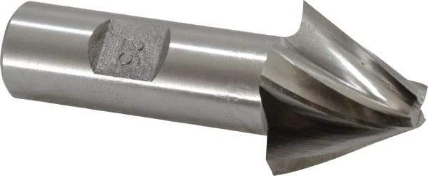Made in USA - 25° Taper Angle per Side, 3/8" Small End Diam, 1" LOC, High Speed Steel 4 Flute Tapered Square End Mill - 3-1/4" OAL, 3/4" Shank Diam, Spiral Flute - USA Tool & Supply
