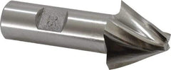 Made in USA - 25° Taper Angle per Side, 3/8" Small End Diam, 1" LOC, High Speed Steel 4 Flute Tapered Square End Mill - 3-1/4" OAL, 3/4" Shank Diam, Spiral Flute - USA Tool & Supply